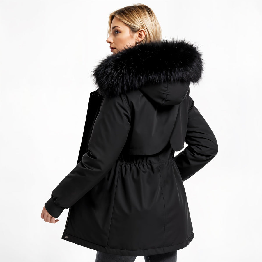 Winterjas Dames Parka met Taillekoord en Capuchon