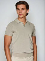 Poloshirt zonder knopen katoen heren – Taupe