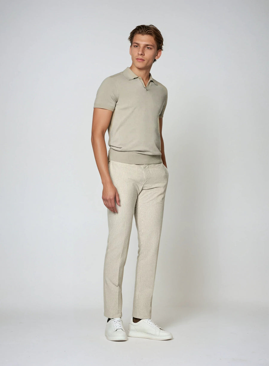 Poloshirt zonder knopen katoen heren – Taupe