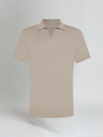 Poloshirt zonder knopen katoen heren – Taupe