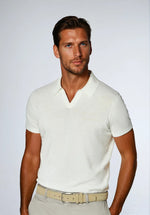Poloshirt zonder knopen katoen heren – Wit