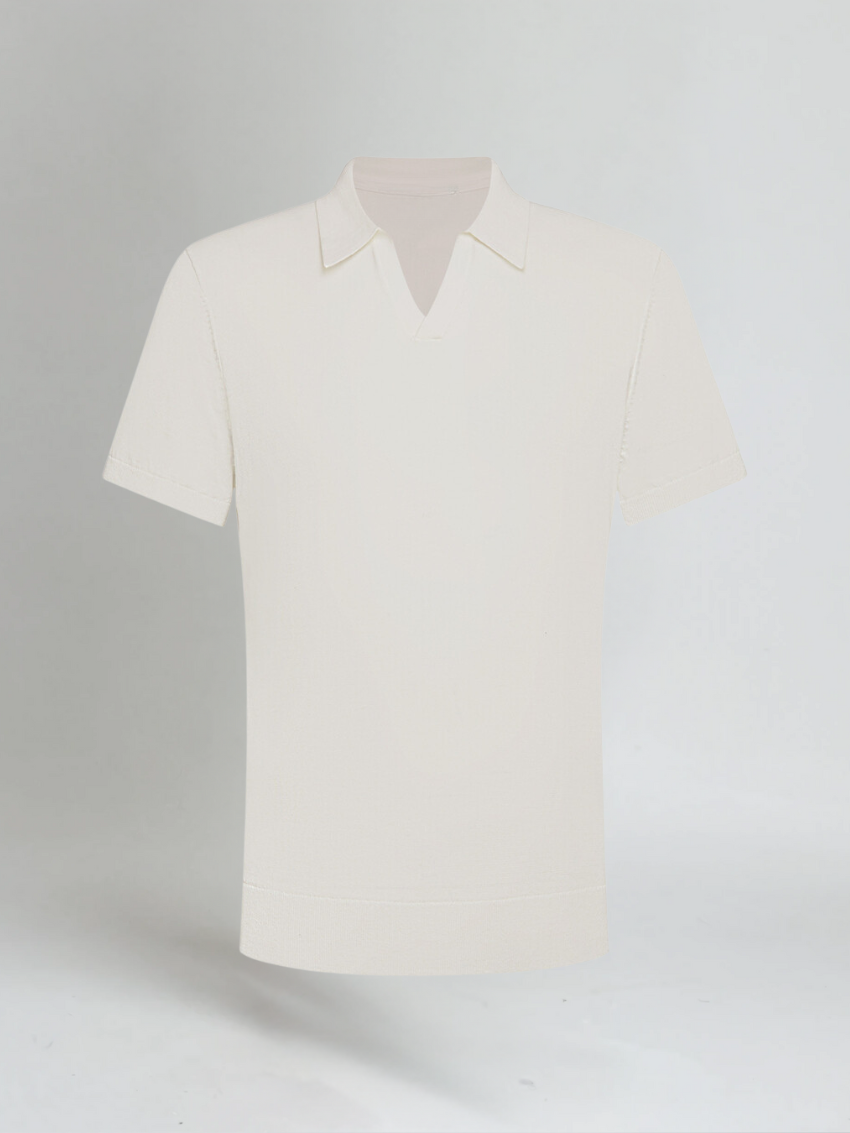 Poloshirt zonder knopen katoen heren – Wit