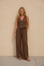 Tweedelige zomer set met top en lange broek Dames