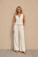 Tweedelige zomer set met top en lange broek Dames
