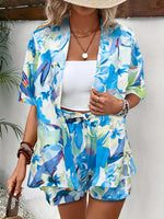Geprinte Co-ord set met overhemd en short Dames
