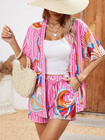 Geprinte Co-ord set met overhemd en short Dames