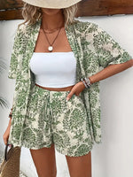 Geprinte Co-ord set met overhemd en short Dames