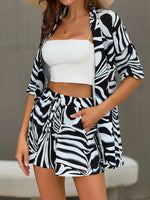 Geprinte Co-ord set met overhemd en short Dames
