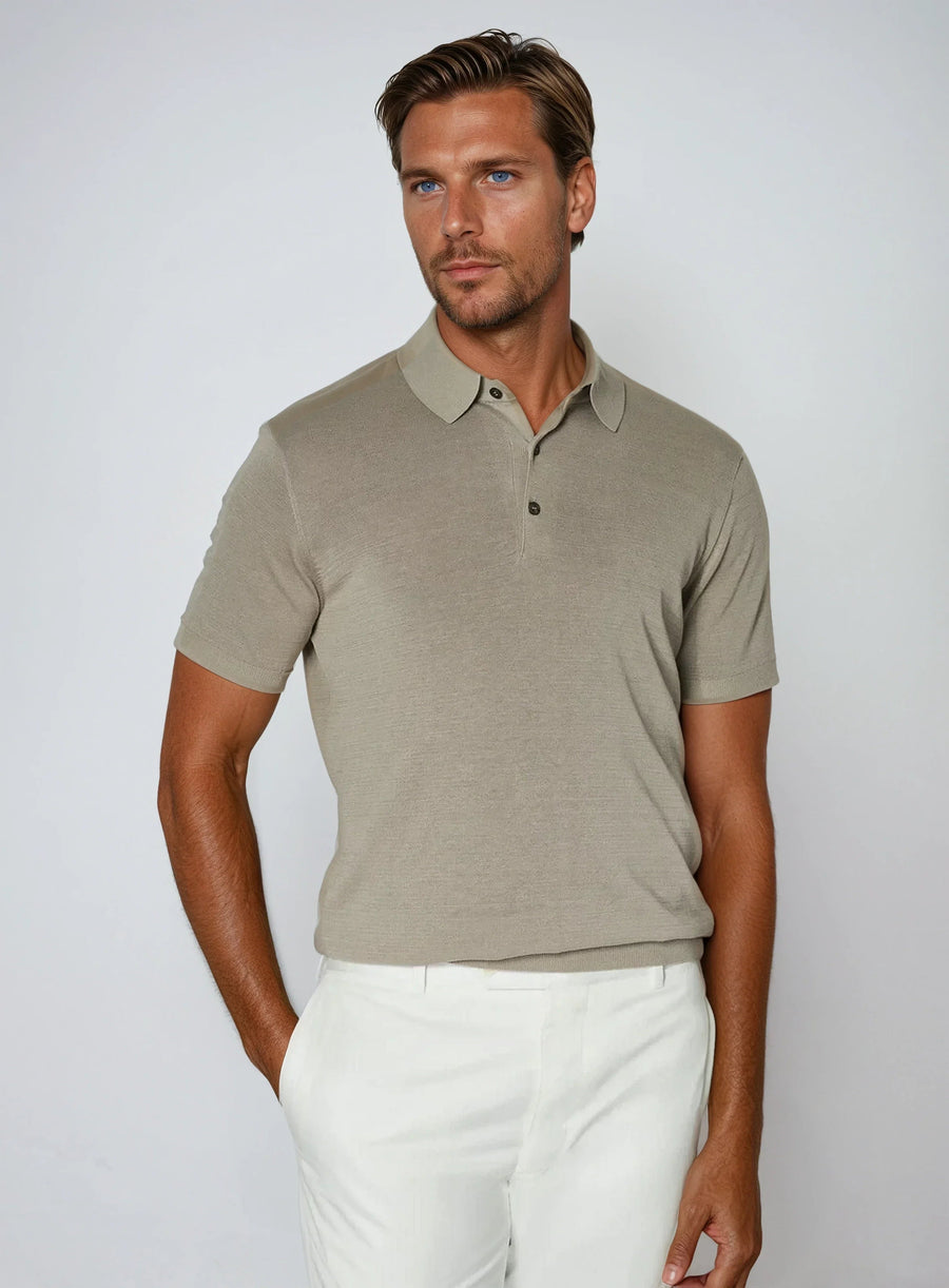 Katoenen polo piqué heren  - Khaki