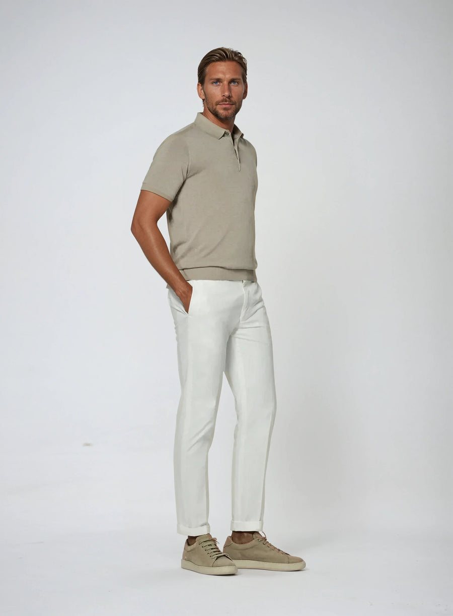 Katoenen polo piqué heren  - Khaki