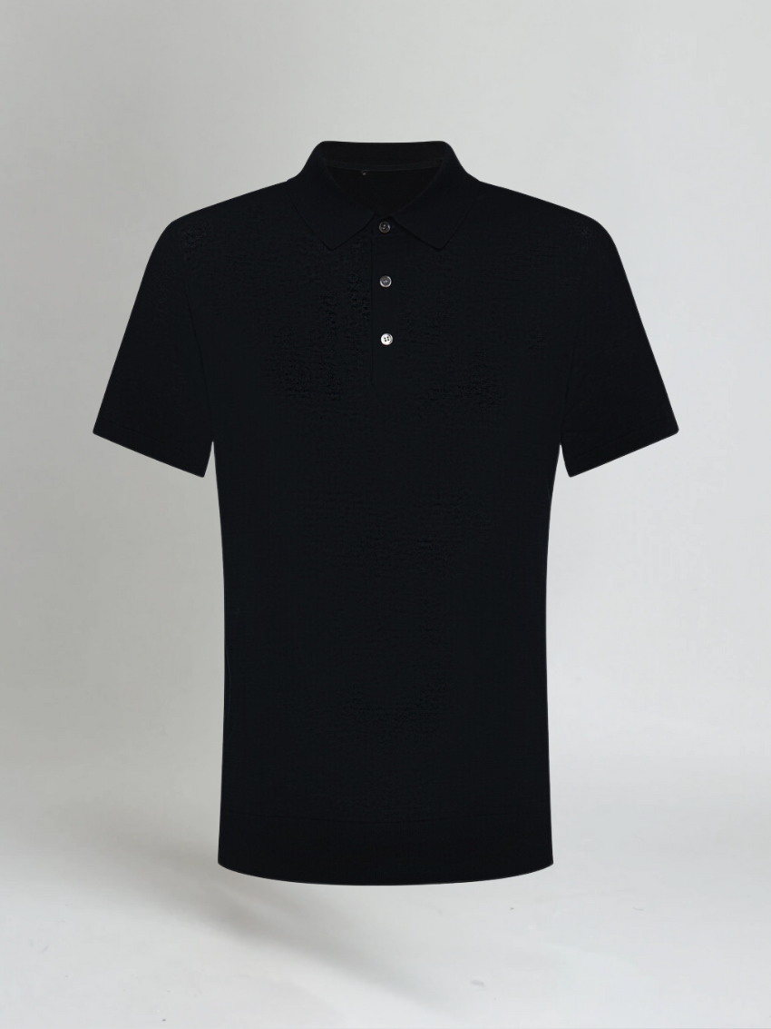 Katoenen polo piqué heren  - Zwart