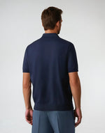 Zomer polo met rits katoen heren - Marineblauw