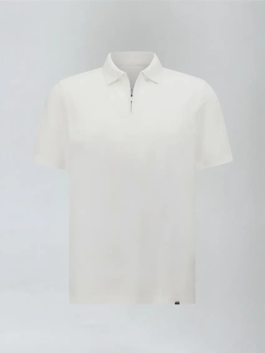 Zomer polo met rits katoen heren - Wit