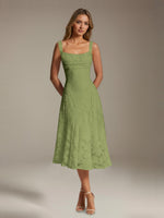Kanten midi jurk met bloemenpatroon Dames