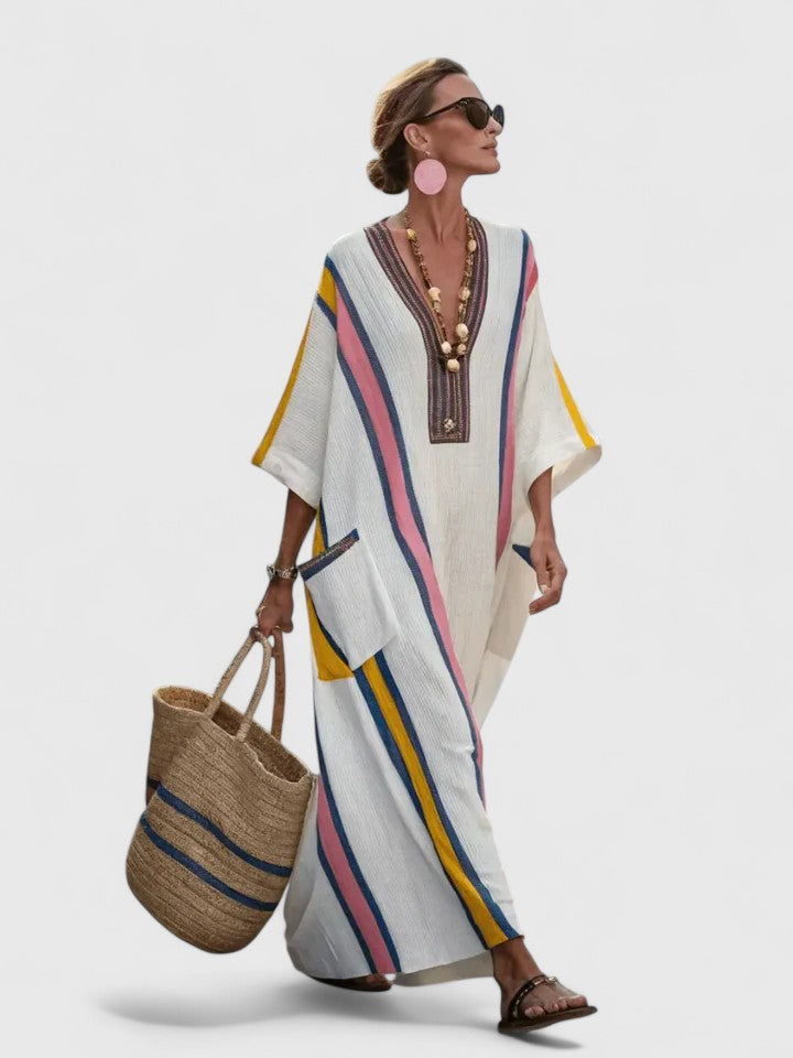 Maxi kaftan boho jurk met V-hals Dames