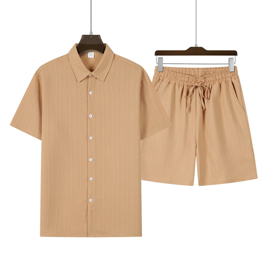2-delige zomer set met overhemd en korte broek Heren