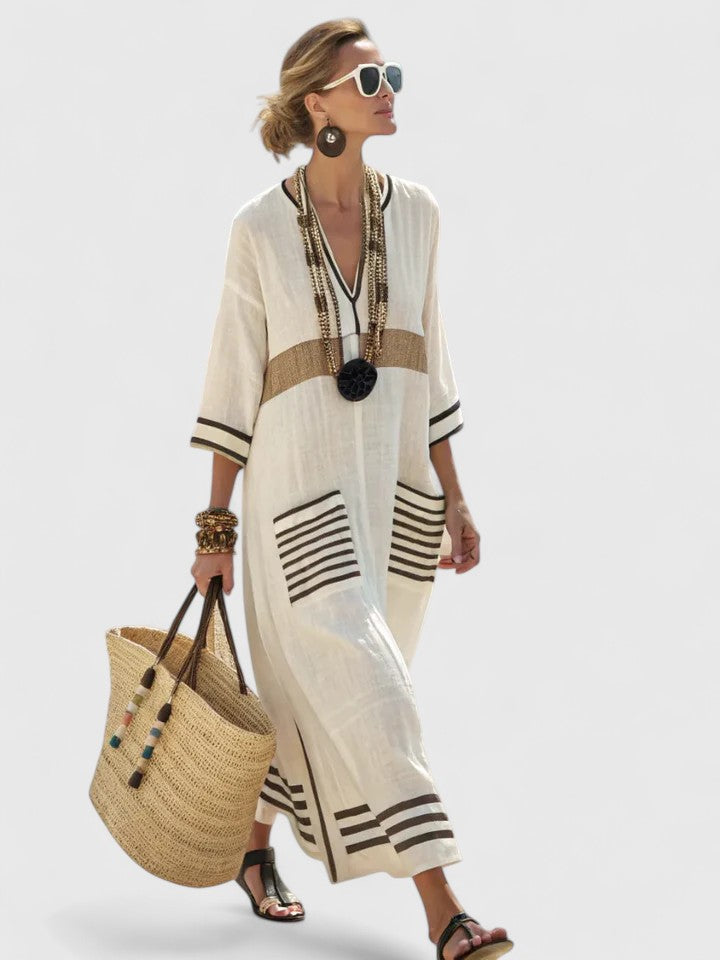 Maxi kaftan boho jurk met V-hals Dames
