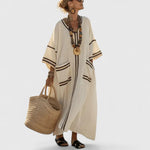 Maxi Bohemian jurk met V-hals Dames