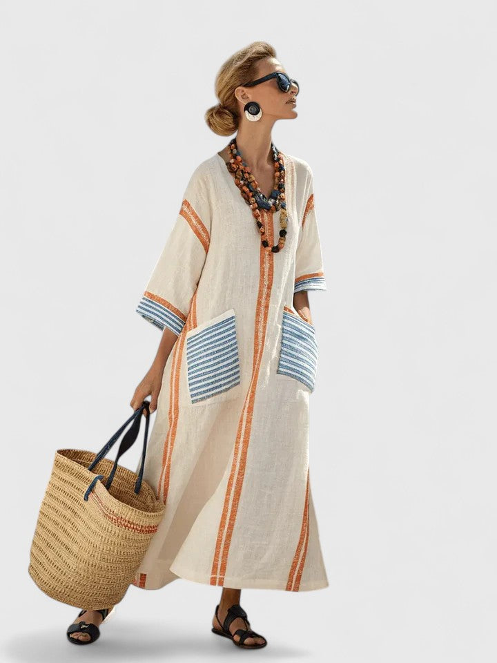 Maxi kaftan boho jurk met V-hals Dames