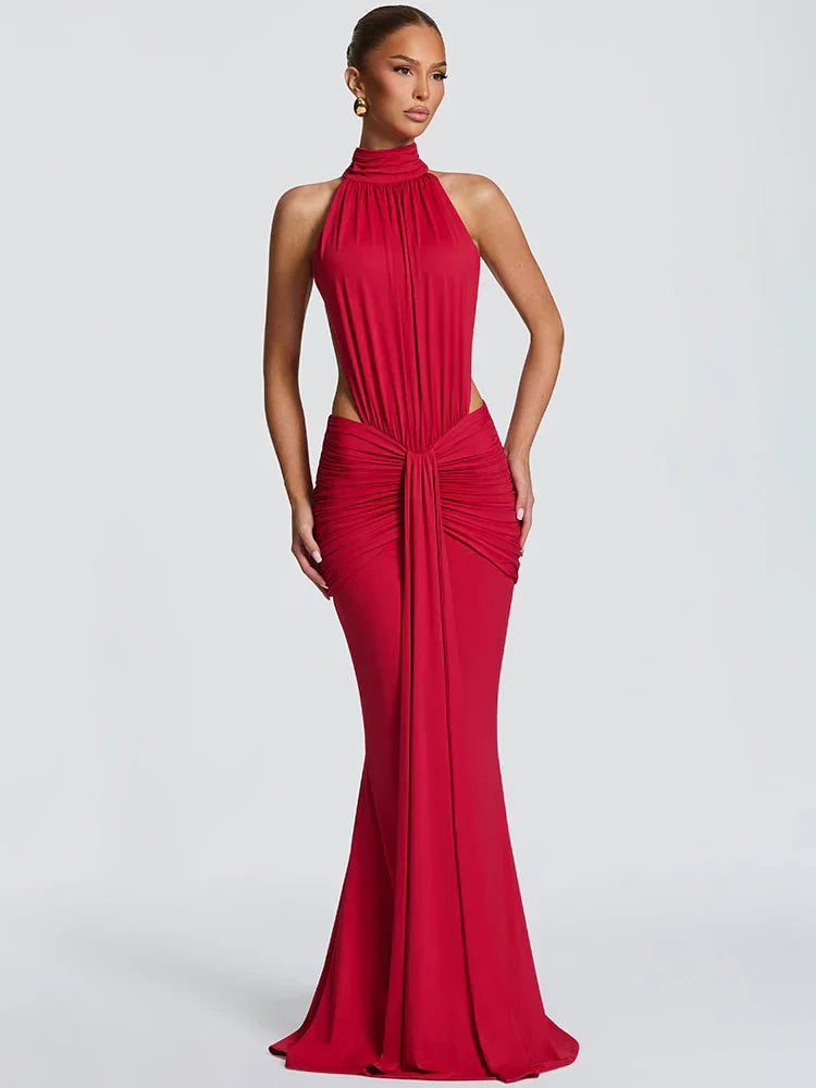 Maxi jurk met open rug Dames