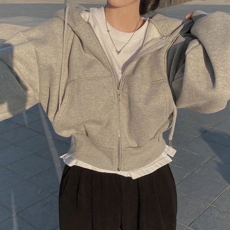Hoodie Dames Oversized met Rits