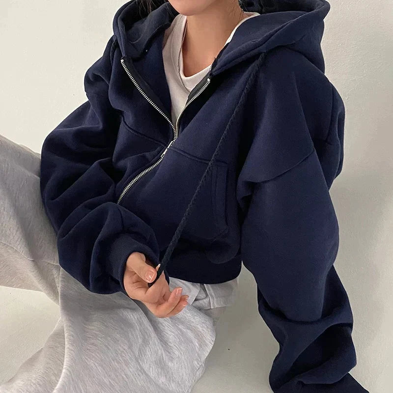 Hoodie Dames Oversized met Rits