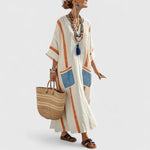 Maxi Bohemian jurk met V-hals Dames