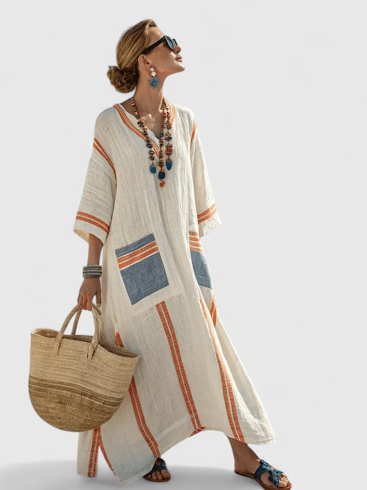 Maxi kaftan boho jurk met V-hals Dames