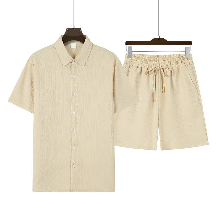 2-delige zomer set met overhemd en korte broek Heren