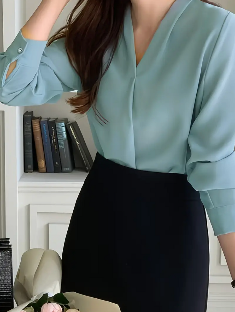 Blouse met V-hals en lange mouwen Dames