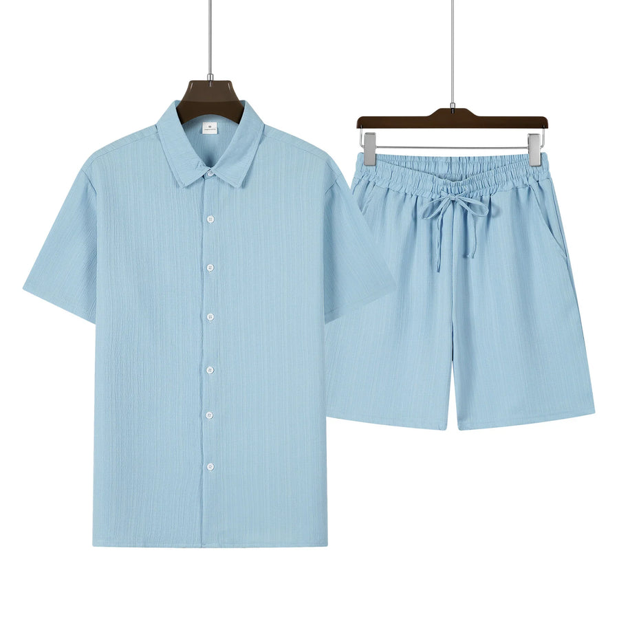 2-delige zomer set met overhemd en korte broek Heren