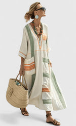 Maxi kaftan boho jurk met V-hals Dames