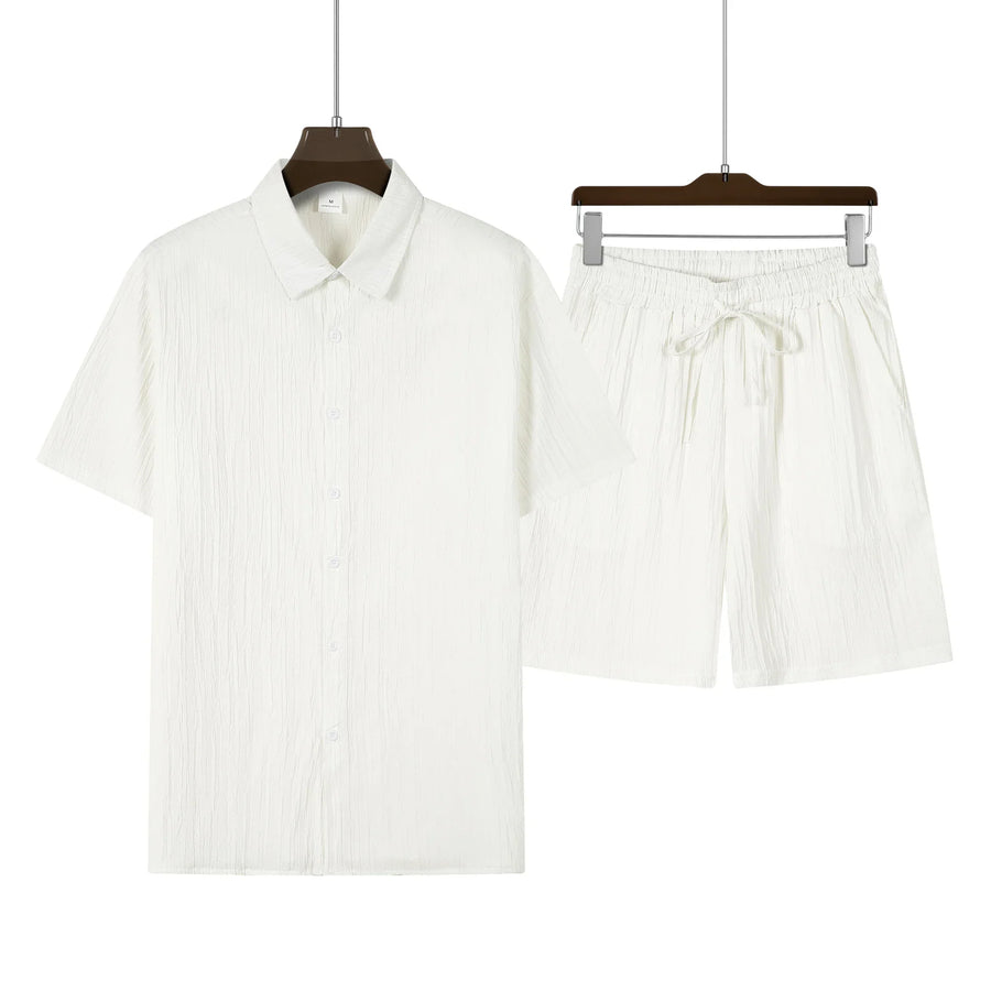 2-delige zomer set met overhemd en korte broek Heren