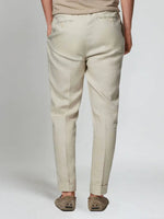 Linnen zomer broek elastische taille heren – Beige