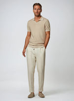 Linnen zomer broek elastische taille heren – Beige