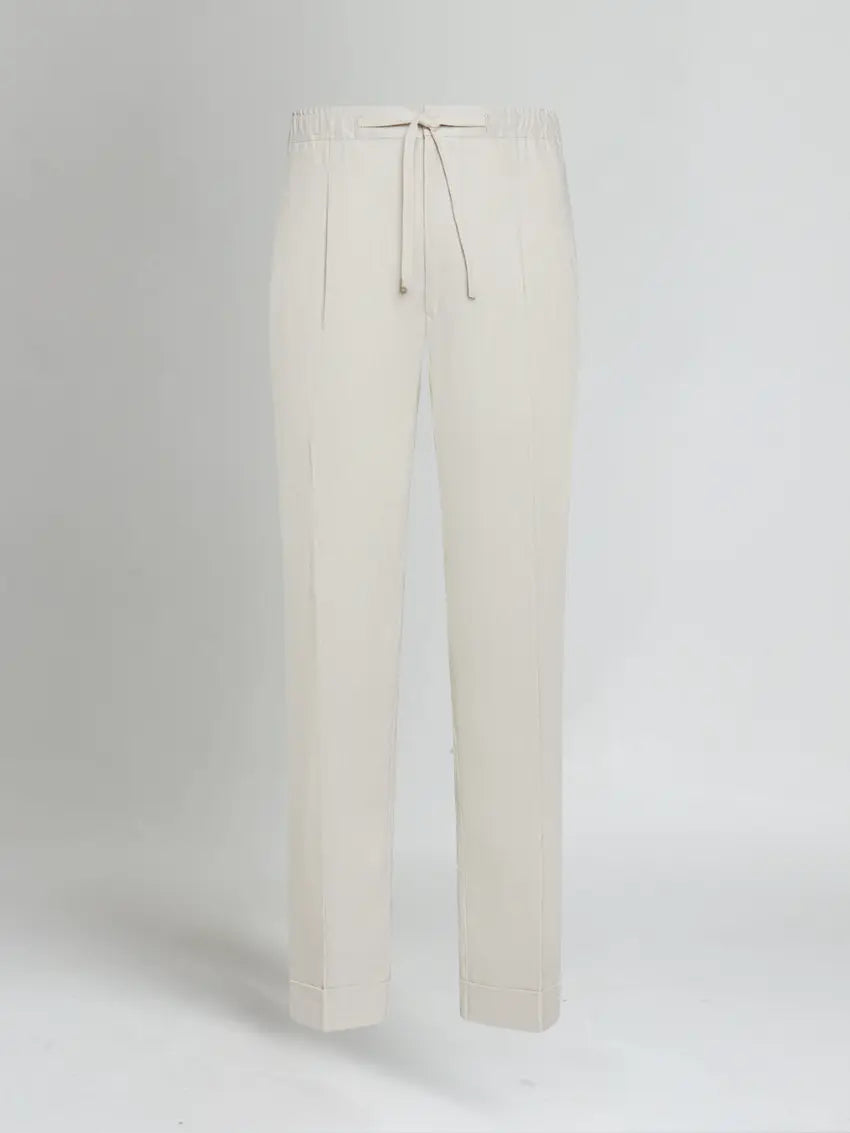 Linnen zomer broek elastische taille heren – Beige