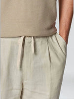 Linnen zomer broek elastische taille heren – Beige