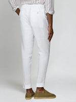 Linnen zomer broek elastische taille heren – Wit