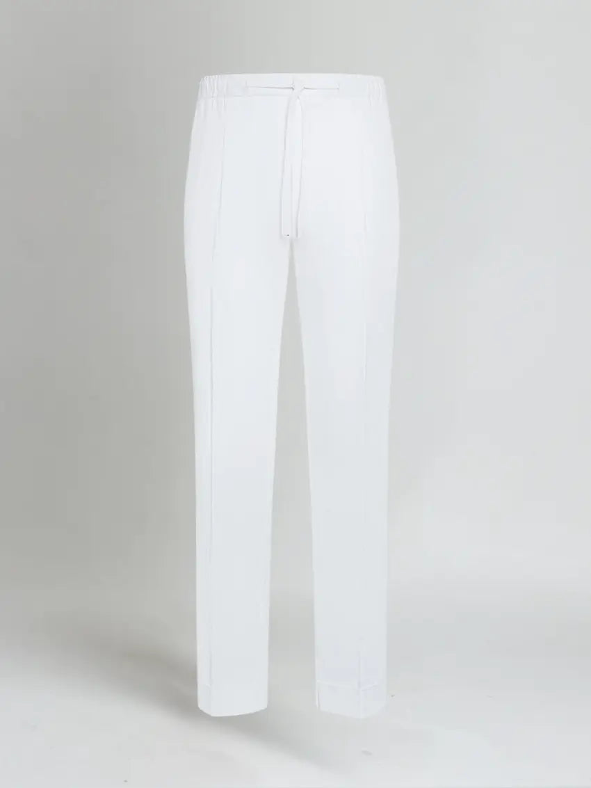 Linnen zomer broek elastische taille heren – Wit