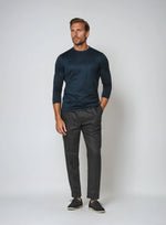 Linnen zomer broek elastische taille heren – Zwart