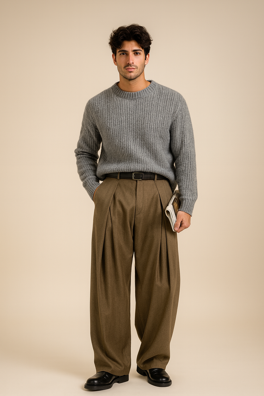 Oversized Pantalon Heren Geplooid