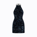 Halter Mini Jurk met Pailletten Dames