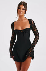Mini Bodycon Jurk met kanten mouwen Dames