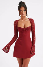 Mini Bodycon Jurk met kanten mouwen Dames