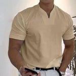 Slim fit T-shirt met V-hals Heren