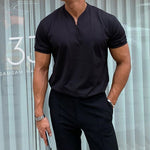 Slim fit T-shirt met V-hals Heren