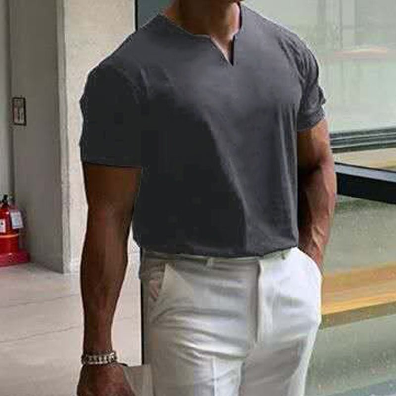 Slim fit T-shirt met V-hals Heren