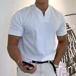 Slim fit T-shirt met V-hals Heren