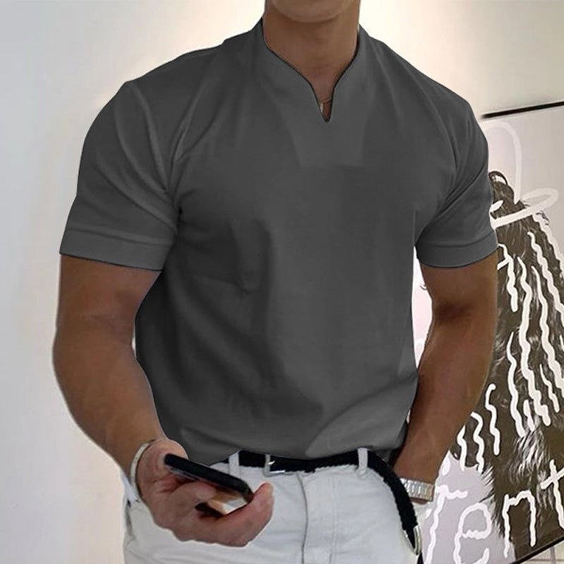 Slim fit T-shirt met V-hals Heren
