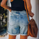 Denim Korte Broek met Hoge Taille Dames
